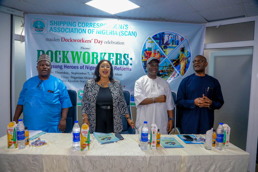 NSC ES/CEO, Hon. Emmanuel Jime, joined the Shipping Correspondents Association of Nigeria (SCAN) to celebrate Dockworkers at the maiden Dockworkers' Day celebration held on Thursday, September 7th, 2023, at NSC Head Office, Lagos. "Dockworkers in the port system are indeed the unsung heroes of the Nigeria Ports because without the Dockworkers, there would be no port," Jime stated.